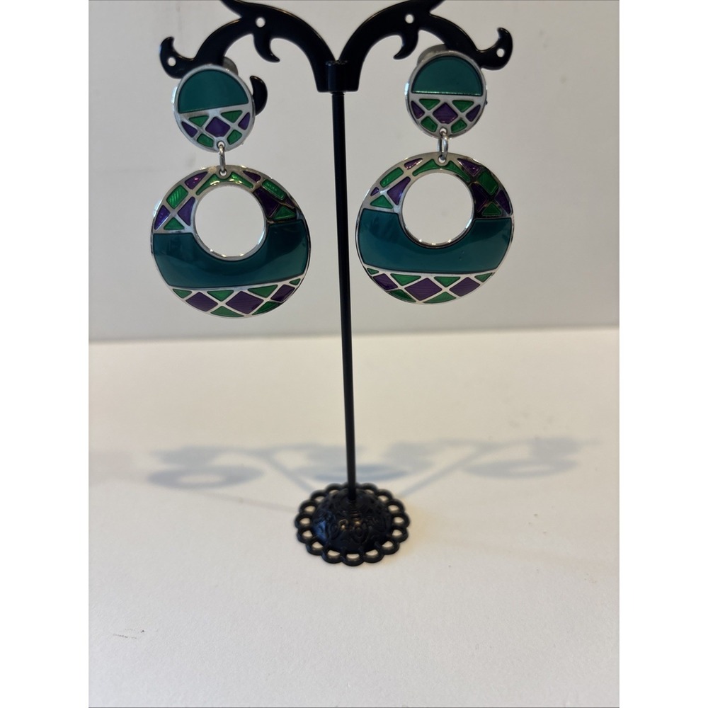 Berebl Enamel Dangle Clip-on Earrings